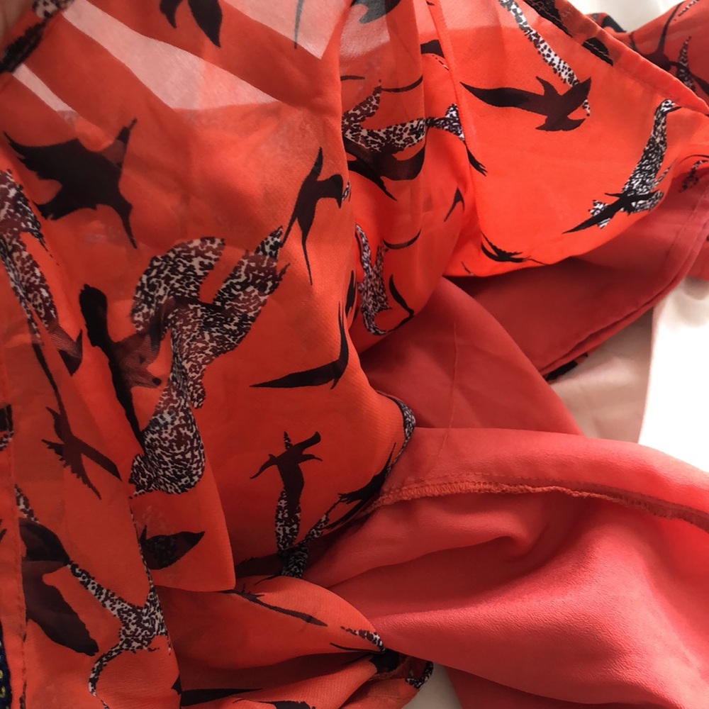 Vintage Burnt Orange Flowy Printed Mid-Length Skirt - Picture 8 of 8